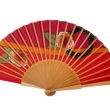 Hand-painted red silk fan – Spanish folding fan with golden roses 5