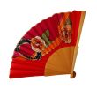 Hand-painted red silk fan – Spanish folding fan with golden roses 6