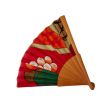 Abanico de seda con loto rojo pintado a mano: elegante abanico plegable floral