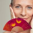 Hand-painted fuchsia silk fan – Spanish handmade folding fan
