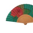 Hand-painted silk fan: emerald green