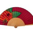 Abanico de seda rojo vino pintado a mano / Abanico plegable rosa española 2
