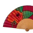 Abanico de seda rojo vino pintado a mano / Abanico plegable rosa española 3
