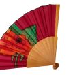 Abanico de seda rojo vino pintado a mano / Abanico plegable rosa española 7