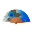 Hand-painted blue silk fan: elegant Spanish folding fan with floral motifs 2