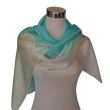 Hand painted turquoise silk scarf: elegant habotai shawl