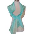 Hand painted turquoise silk scarf: elegant habotai shawl 4