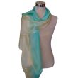 Hand painted turquoise silk scarf: elegant habotai shawl 5