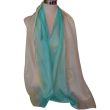 Hand painted turquoise silk scarf: elegant habotai shawl 6