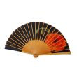 Abanico plegable de seda pintado a mano: Amapola negra y naranja