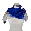 Timeless navy blue silk scarf: elegant unisex hand-painted scarf