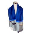 Timeless navy blue silk scarf: elegant unisex hand-painted scarf