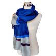 Timeless navy blue silk scarf: elegant unisex hand-painted scarf