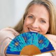 Hand-painted blue floral silk fan: elegant Spanish style