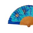 Abanico de seda floral azul pintado a mano: elegante estilo español 3