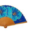 Abanico de seda floral azul pintado a mano: elegante estilo español 4