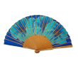 Abanico de seda floral azul pintado a mano: elegante estilo español 5