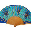 Abanico de seda floral azul pintado a mano: elegante estilo español 6