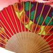 Hand-painted Spanish silk fan: Passion red floral art 6
