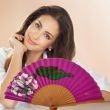 Hand-painted lilac silk fan: Spanish floral folding fan