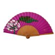 Abanico de seda lila pintado a mano: abanico plegable español floral 2