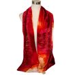 Distressed red silk velvet scarf: hand-dyed floral shawl 2