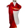 Distressed red silk velvet scarf: hand-dyed floral shawl 3