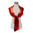 Distressed red silk velvet scarf: hand-dyed floral shawl 4