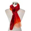 Distressed red silk velvet scarf: hand-dyed floral shawl 7
