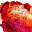 Distressed red silk velvet scarf: hand-dyed floral shawl 9