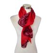 Hand-painted silk scarf: Deep red abstract floral pongee 2
