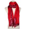 Hand-painted silk scarf: Deep red abstract floral pongee 3