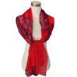 Hand-painted silk scarf: Deep red abstract floral pongee 5