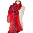 Hand-painted silk scarf: Deep red abstract floral pongee 7