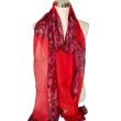 Hand-painted silk scarf: Deep red abstract floral pongee 8