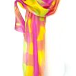 Bufanda de seda colorida con estampados en amarillo y fucsia: arte elegante para llevar puesto - 18 x 72 pulgadas 3
