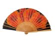 Abanico plegable de seda negra con amapolas naranjas pintadas a mano: elegante accesorio artístico para mujer. 5