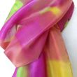 Bufanda de seda colorida con estampados en amarillo y fucsia: arte elegante para llevar puesto - 18 x 72 pulgadas 6