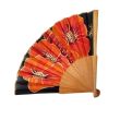 Abanico plegable de seda negra con amapolas naranjas pintadas a mano: elegante accesorio artístico para mujer. 6