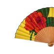 Handmade yellow silk fan: Spanish fan painted with red roses 3