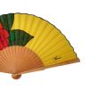 Handmade yellow silk fan: Spanish fan painted with red roses 4