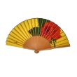 Handmade yellow silk fan: Spanish fan painted with red roses 5