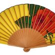 Handmade yellow silk fan: Spanish fan painted with red roses 6