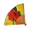 Handmade yellow silk fan: Spanish fan painted with red roses 7