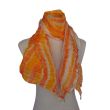 Sunset Striped Scarf – 180 x 45 cm (71 x 18 inch) Crinkled Silk Shawl – Hand-Painted Light Orange Shawl