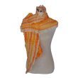 Sunset Striped Scarf – 180 x 45 cm (71 x 18 inch) Crinkled Silk Shawl – Hand-Painted Orange Light Shawl 7