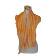 Sunset Striped Scarf – 180 x 45 cm (71 x 18 inch) Crinkled Silk Shawl – Hand-Painted Orange Lightweight Shawl 8
