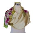Art Nouveau Silk Shawl: Hand Painted Floral Satin Shawl