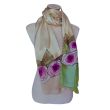 Art Nouveau Silk Shawl: Hand Painted Floral Satin Shawl 5