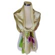 Art Nouveau Silk Shawl: Hand Painted Floral Satin Shawl 6